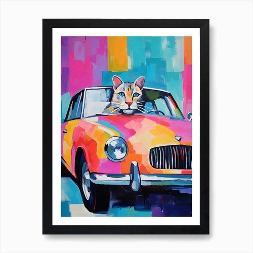 Mgb vintage car with cat - vintage, a