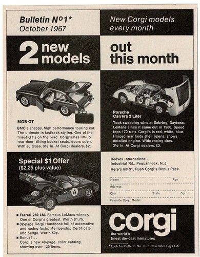 1967 corgi diecast cars - 1967,